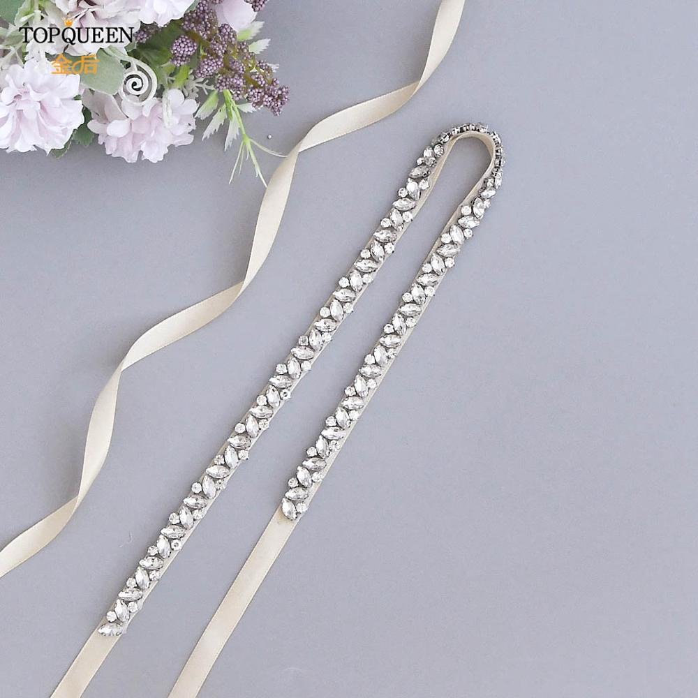 Topqueen S404 Zilveren Steentjes Riem Bruids Trouwjurk Accessoires Vrouwen Diamonds Party Gown Avond Sash Kleding Applicaties