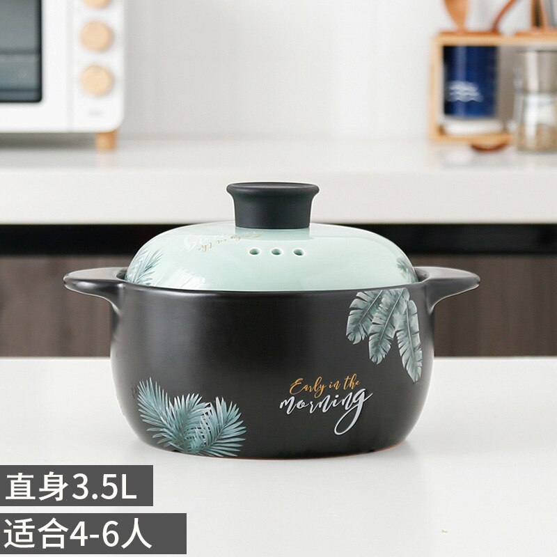 Ceramic casserole direct fired domestic soup health preserving pot cookware set pots and pans ceramic stew pot: Leaf Casserole-3.5l