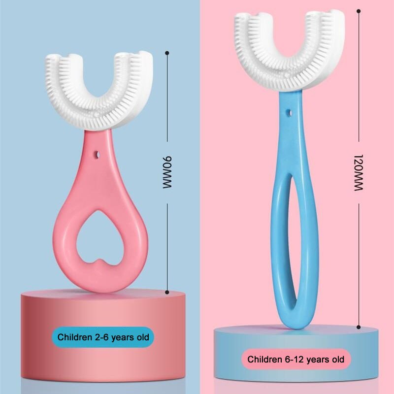 2 pz/set nuovo infantile U Silicone spazzolino da denti per bambini cura dei denti pulizia della bocca manuale cartone animato modello versione manuale
