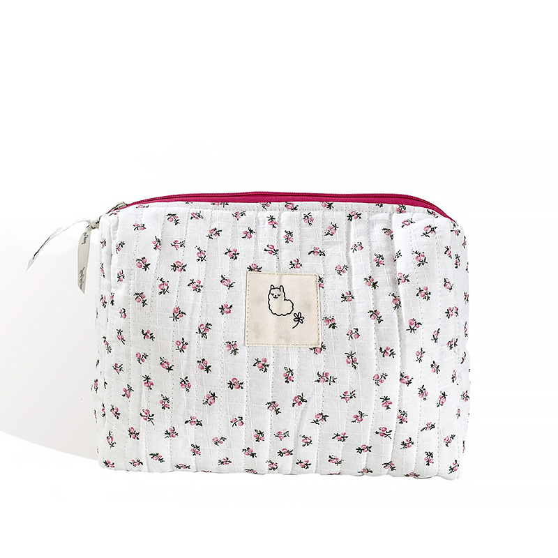 Koreanische Stepp machen-hoch Tasche Für Frauen Kosmetische Lagerung Tasche Tragbare Kulturbeutel Taschen Weibliche Schönheit fallen Baumwolle Blumen- Kosmetische Beutel