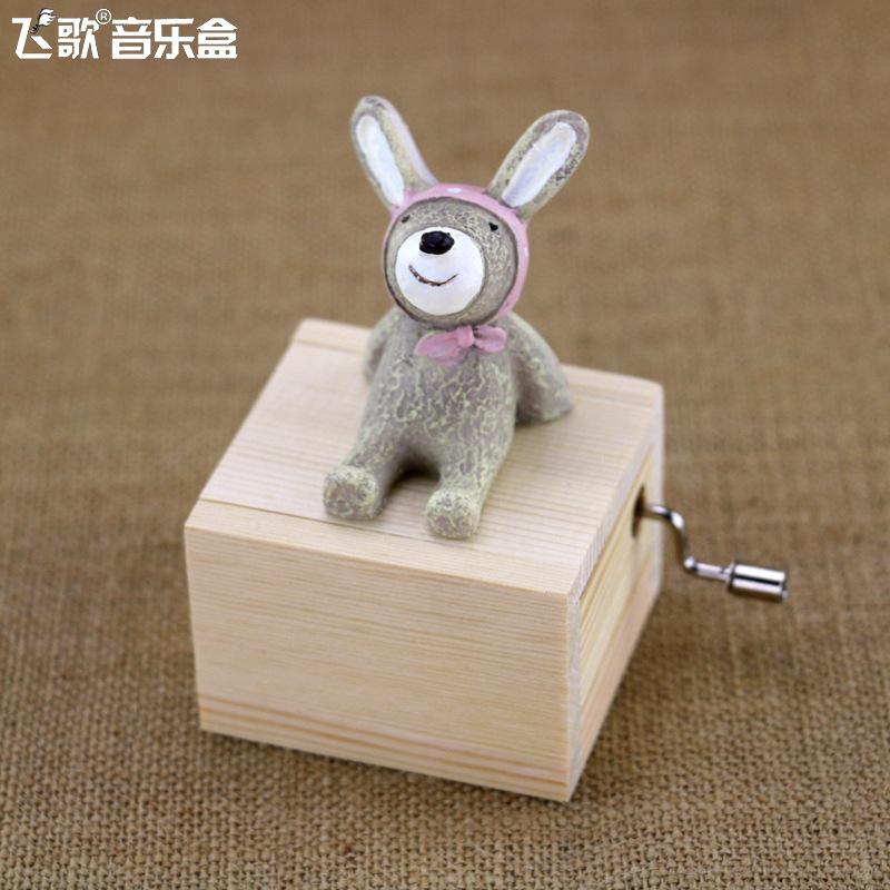 Décoration de la maison enfants | Mini-Animal singe pingouin, chat, chien ours, actionné à la main, boîtes à musique: Bleu marine