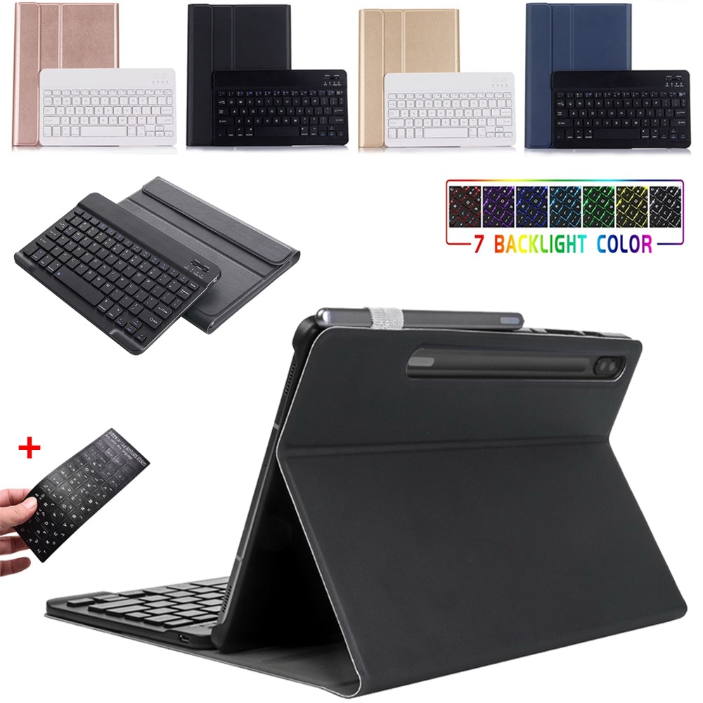 Backlit Wireless Keyboard Case Voor Samsung Galaxy Tab S7 Plus 12.4 T970 T975 Pu Leather Stand Tablet Cover met Pen Slot