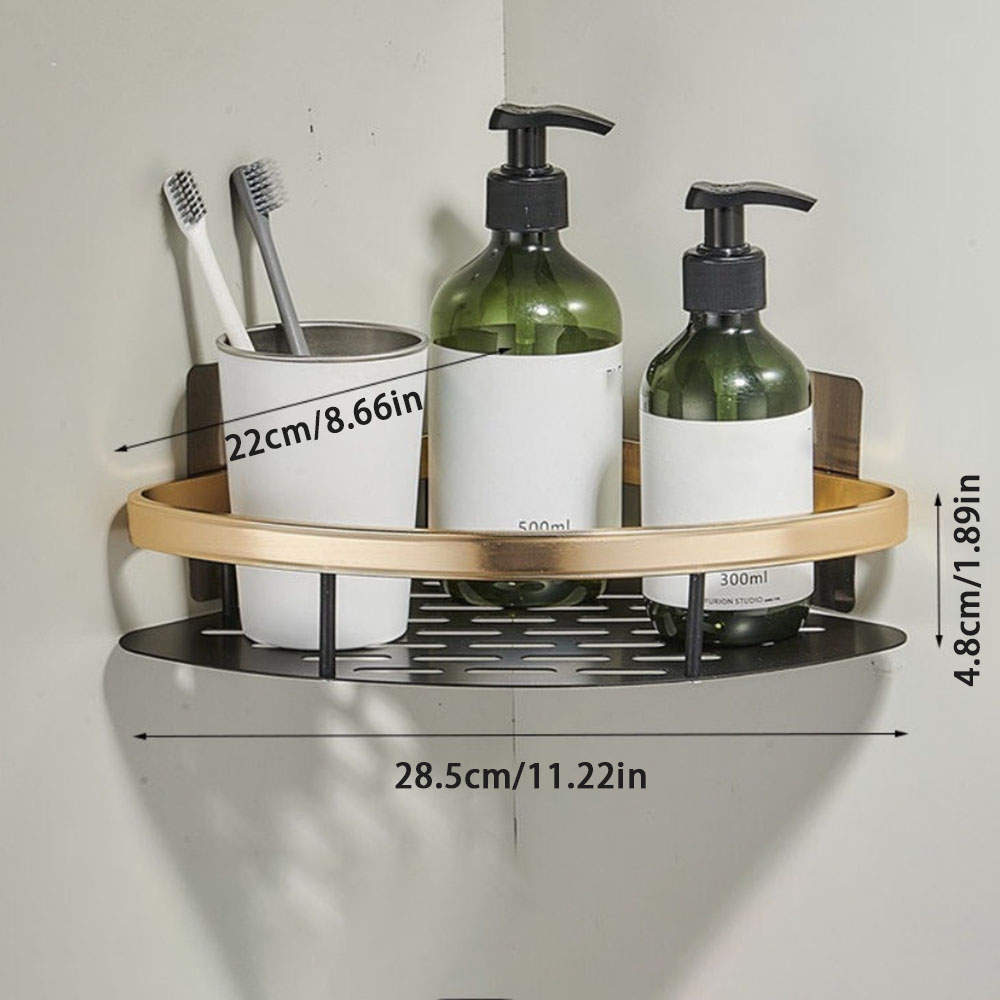 1pc badeværelseshylder makeupopbevaringsorganisator aluminiumslegering shampoohylde bruserhylde badeværelsestilbehør væghylde uden boremaskine