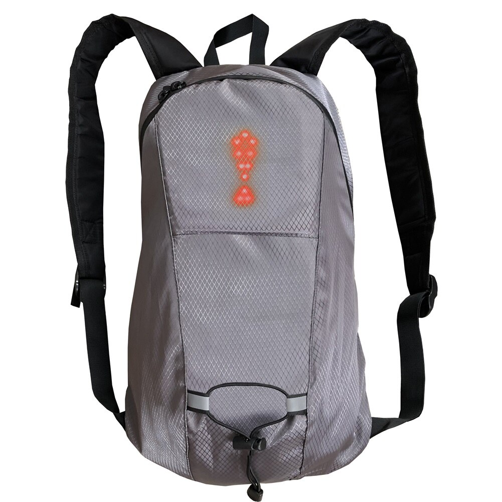 Sac à dos sans fil 15l, commande à distance, clignotant, sac à dos, voyant d'avertissement de nuit, sac de conduite: Light Grey