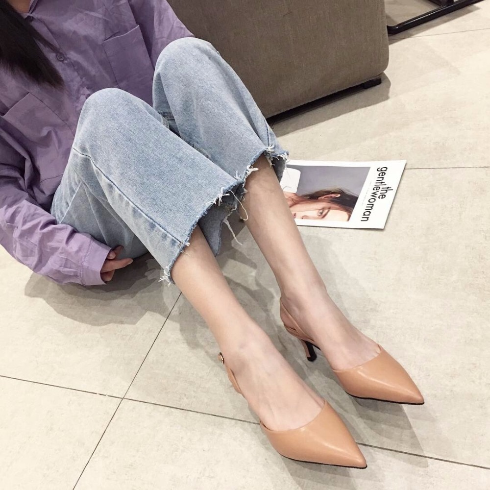Sandalias de lunares para mujer Zapatos de tacón alto delgados con tiras traseras sandalia zapatos de verano para mujer Zapatillas de playa