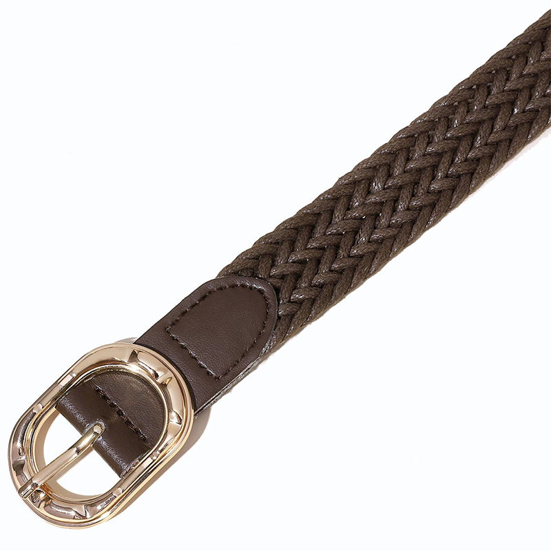 Cinturón trenzado de cuerda de cera para mujer, faja con hebilla dorada de Simple de , accesorios para vestido vaquero Retro gótico, pretina
