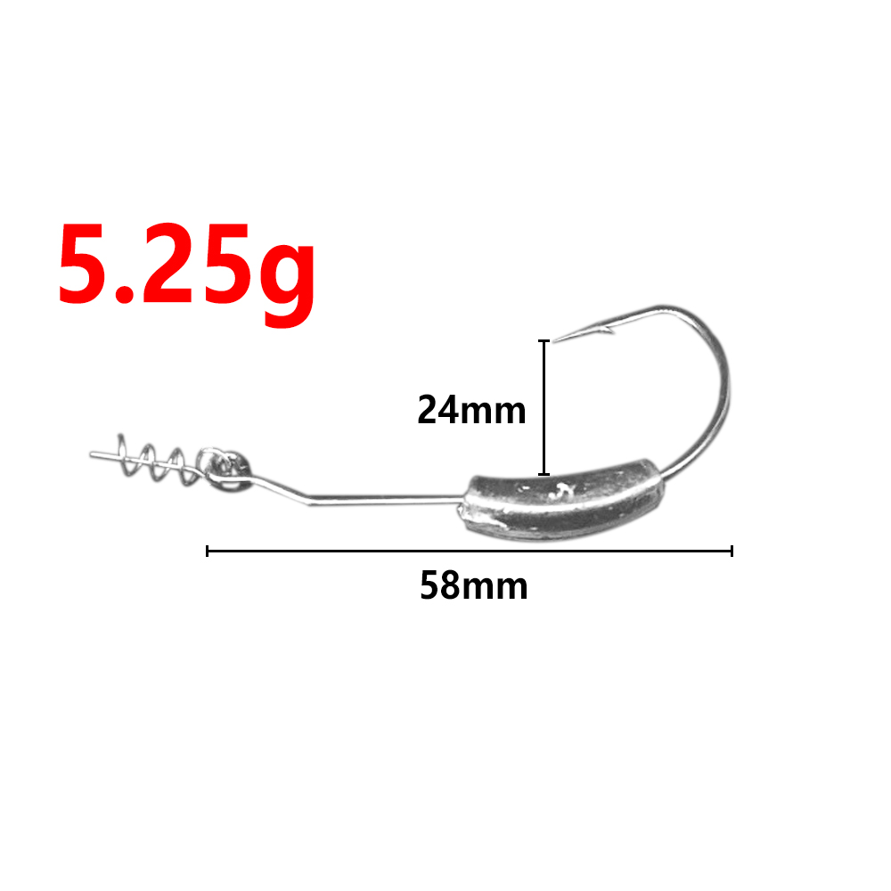 5pcs Exposed Lead Jig Head Barbed Lead Hook 2g -7g Offset Fishing Hook Fish Hooks Fit for Texas Rigs Fishing Tackle