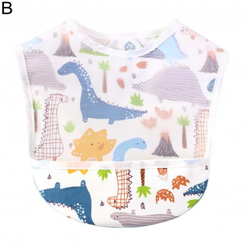 Tablier à manches longues pour enfants, dessin d&#39;alimentation, décolleté réglable, imperméable, doux, attrape-nourriture, bavoirs: B