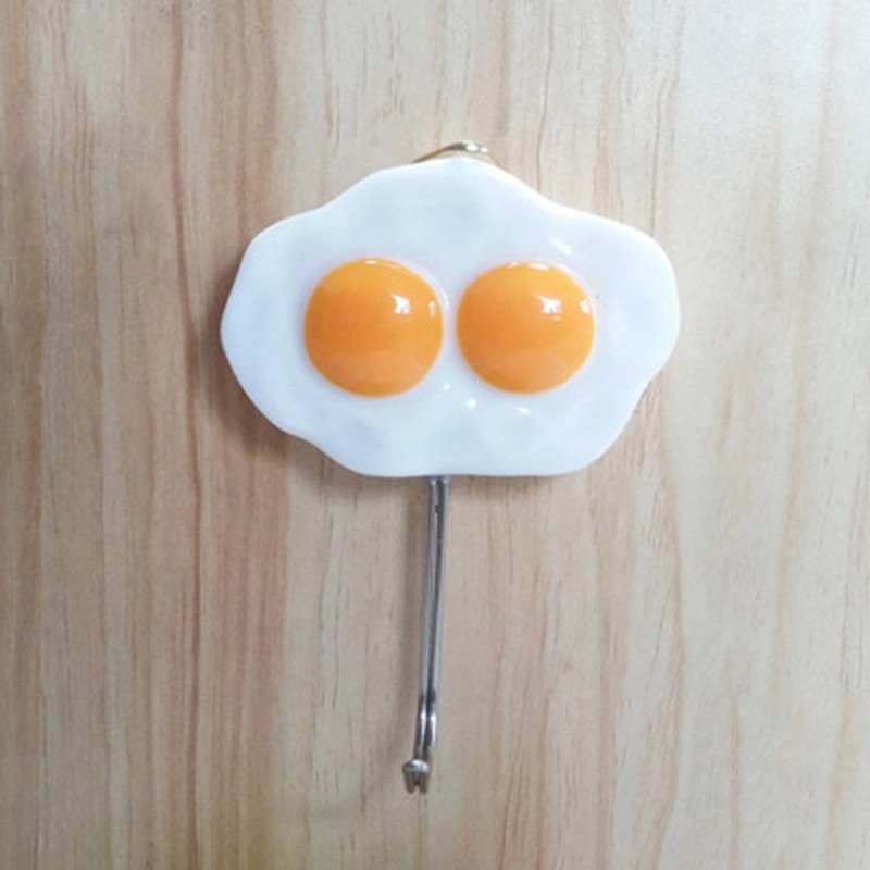 Gancho de cocina bonito de resina con forma de huevo, gancho con adhesivo fuerte, llavero para pared, puerta de pared, percha para sombrero de abrigo, accesorios de cocina y baño