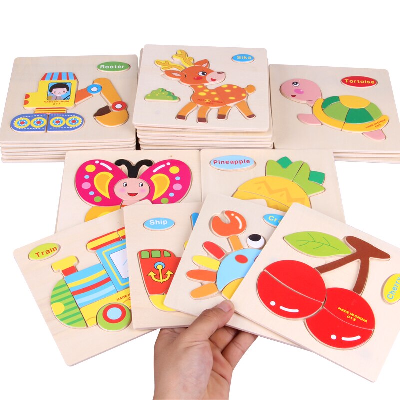 11 di legno 3D Jigsaw Puzzle Giocattoli di Legno Per I Bambini Del Fumetto rompicapo Puzzle di Intelligenza Bambini montessori Educativi Giocattoli Giocattolo