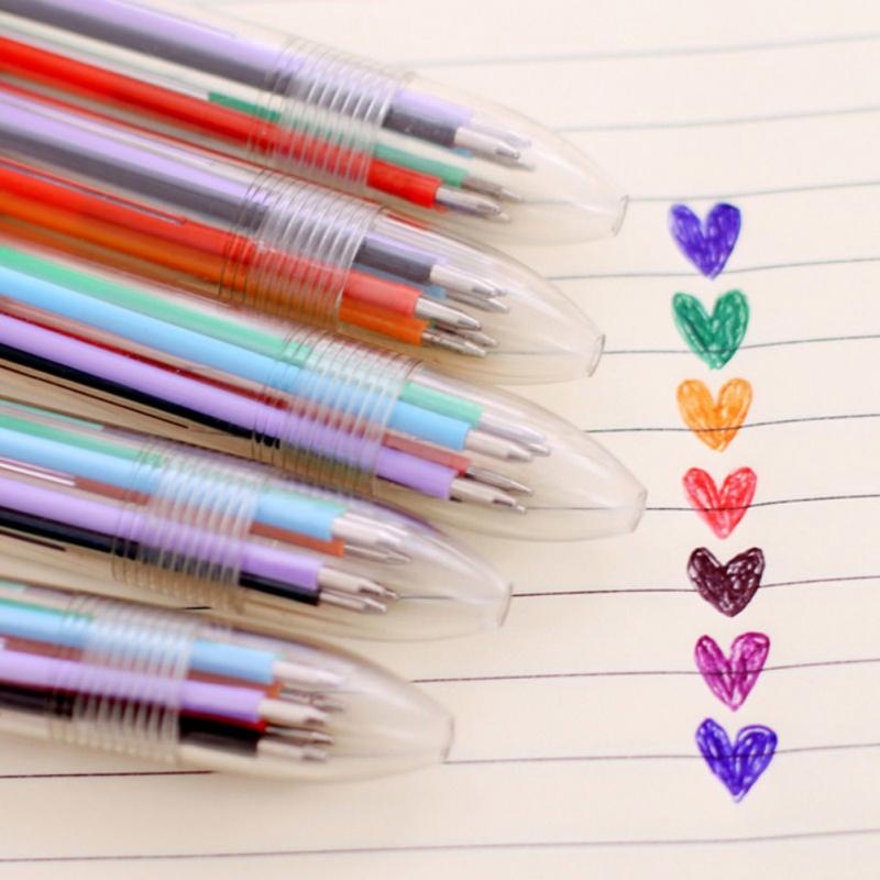6 Kleur Duurzaam Druk Balpen Meerdere Kleuren Creatieve Balpen Multifunctionele Briefpapier Schoolbenodigdheden