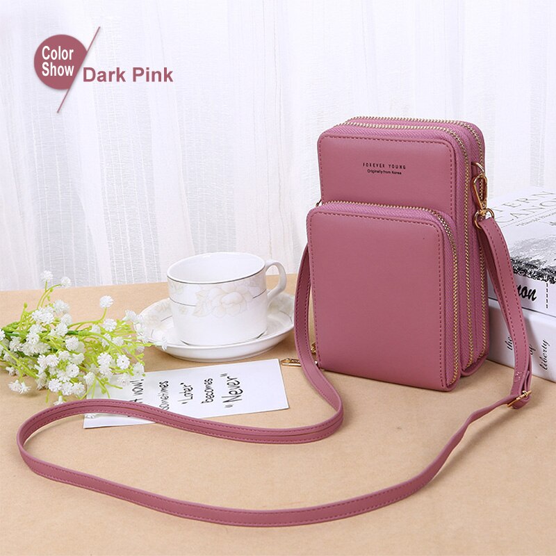 Trasporto di Goccia di modo Colorato Sacchetto Del Cellulare di Modo di Uso Quotidiano del Supporto di Carta Piccolo Sacchetto di Spalla di Estate per Le Donne borse Del Progettista: dark-pink