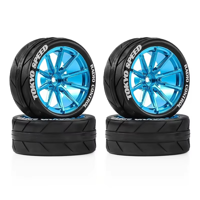 65mm RC Alloy Wheels & Rubber Tires 12mm Hex Hub For 1/10 Rally Racing Car Tamiya TT01 TT02 XV01 TA06 A959 PTG2 Upgrade Parts