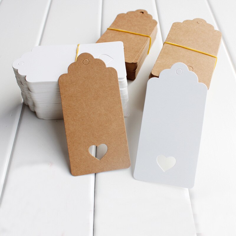 Etiquettes papier Kraft vierges 4x9cm 50 pièces/lot | Étiquettes à accrocher rectangulaires, pour emballage de mariage/fête d'anniversaire, dragées pour bonbonnières, étiquette de prix: 4x9cm / black