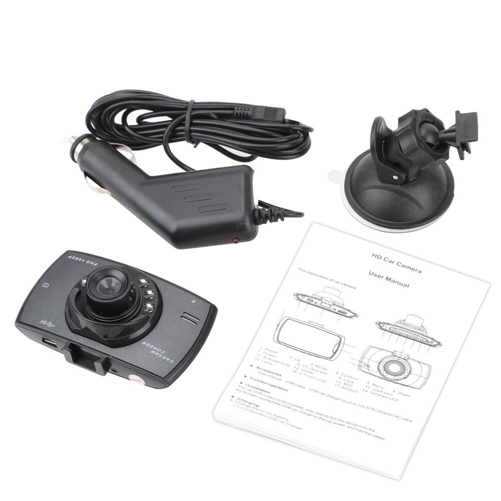 LEEPEE Car DVR Driving Recorder Video 2.7 Inch HD 2600W Camera 6pcs IR LED Night Vision Multi-language Support Car Electronics: 16G TF Card