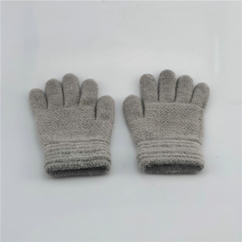 Kids Gloves Baby Girls Boys Winter Warm Solid Knitted Flip Finger Mittens Holodactyly Warm Baby Gloves guantes invierno: Gray