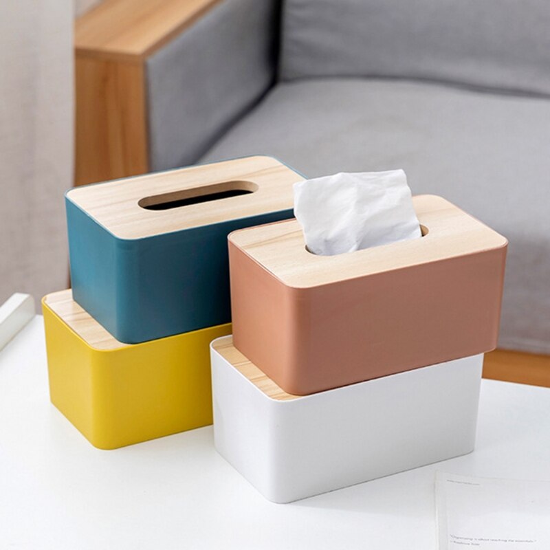 Wooden Tissue Box with Removable Lid Eco-friendly Tissue Container Towel Tissue Paper Holder Napkins Case Living Room