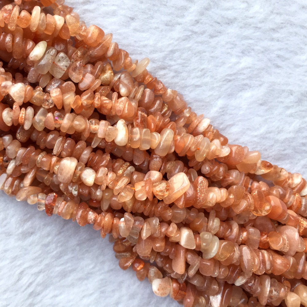 Natural Genuine Orange Gold Sanidine Sunstone Nugget Chip Loose Beads Fit Jewelry 3x8mm 15"