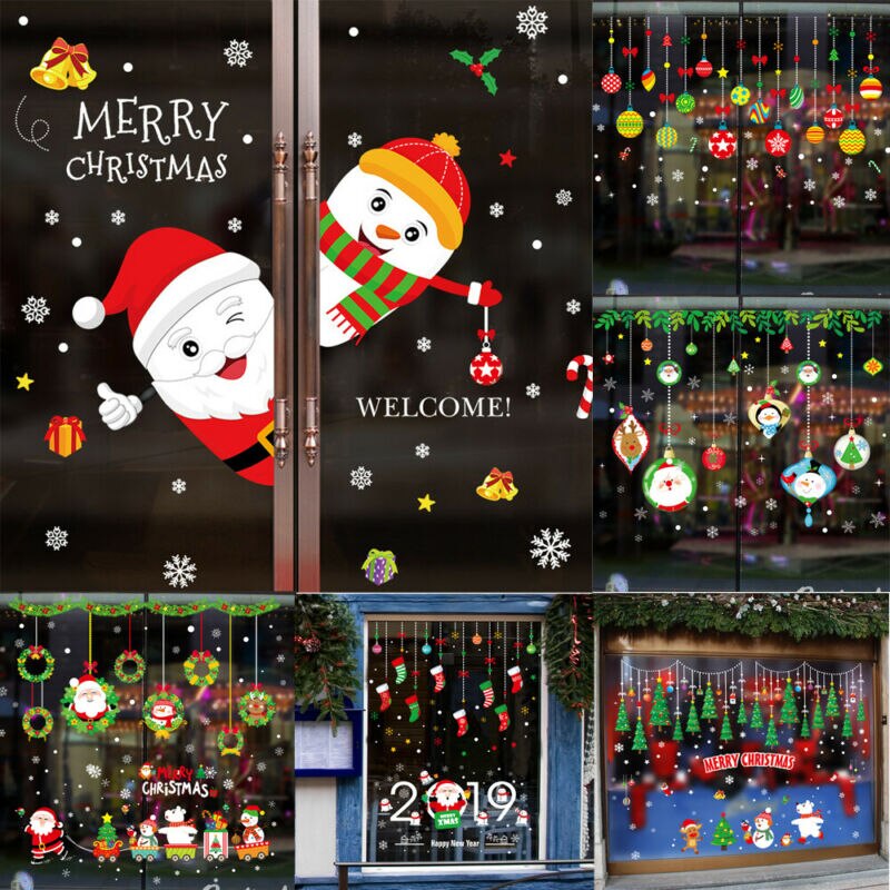 Christmas Vinyl Window Wall Stickers Decal Snowman Removable Home Room Decor