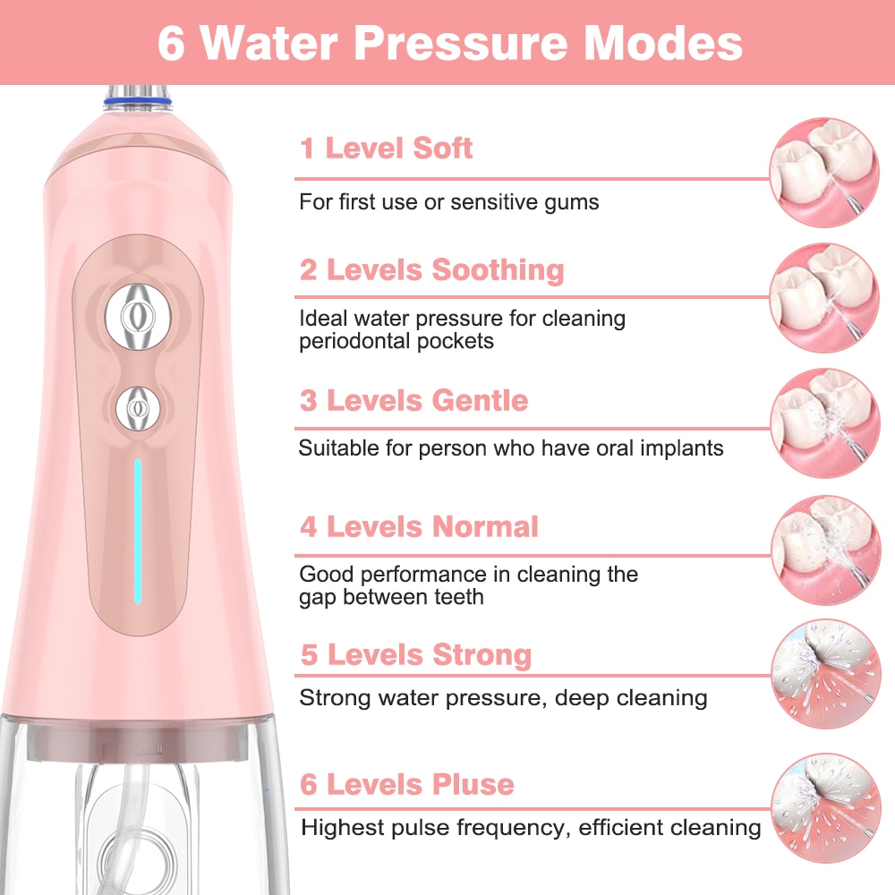 320ml vattentank vattentråd tandtråd 6 lägen med bärbar usb uppladdningsbar vattentråd för resor