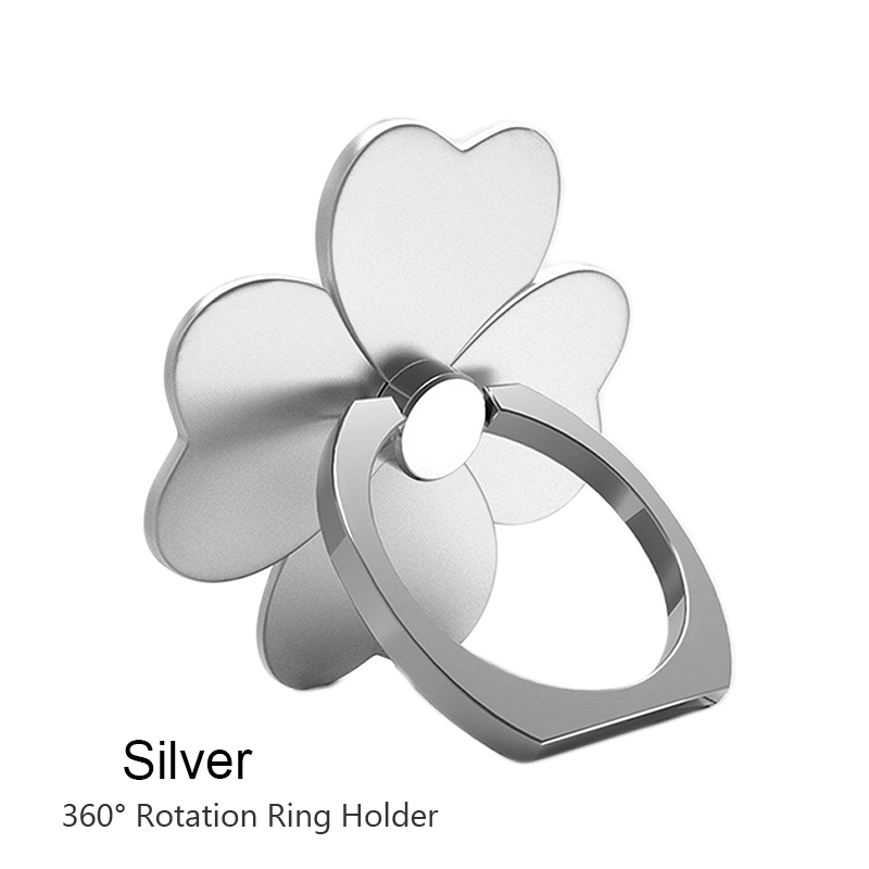 Finger Ring praktisch Smartphone Ständer Halfter praktisch Clever-Runde Telefon Ring transparent Katze Halfter Herz Buchse Auto Halterung Ständer: Blume-Silber-