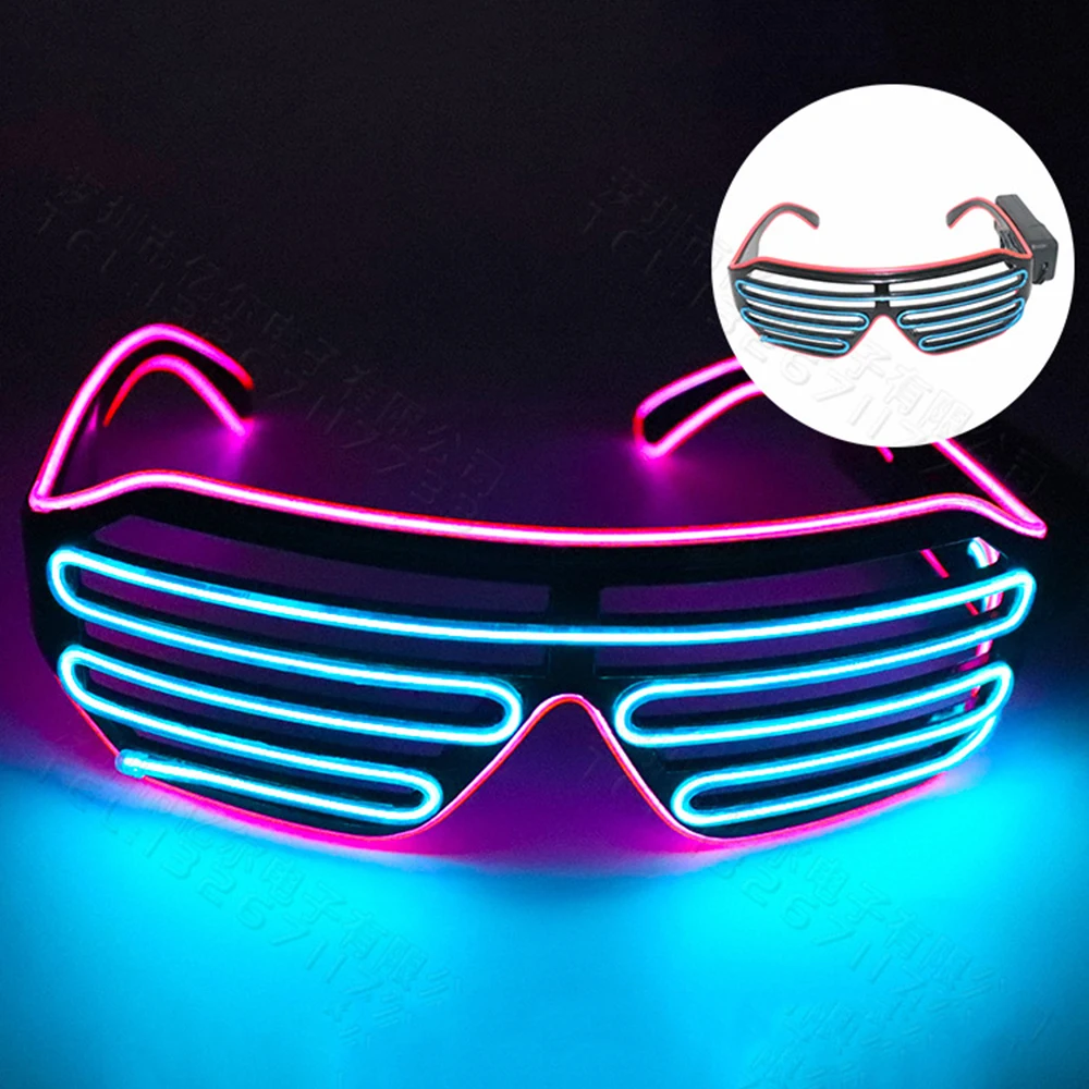 Lunettes rave néon à obturateur clignotant à LED, lueur dans l'obscurité, nuances, Noël, fête d'Halloween: Fluorescence Jaune