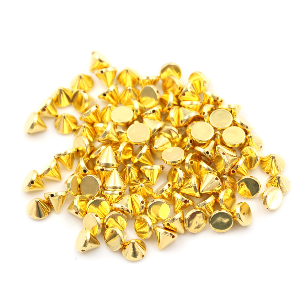 100 Stks/partij Diy Bead Ambachten Klinken Kledingstuk Studs Nail Punk Rock Voor Tassen Dress Kleding Wedding Naaien Spike Klinknagel: Gold