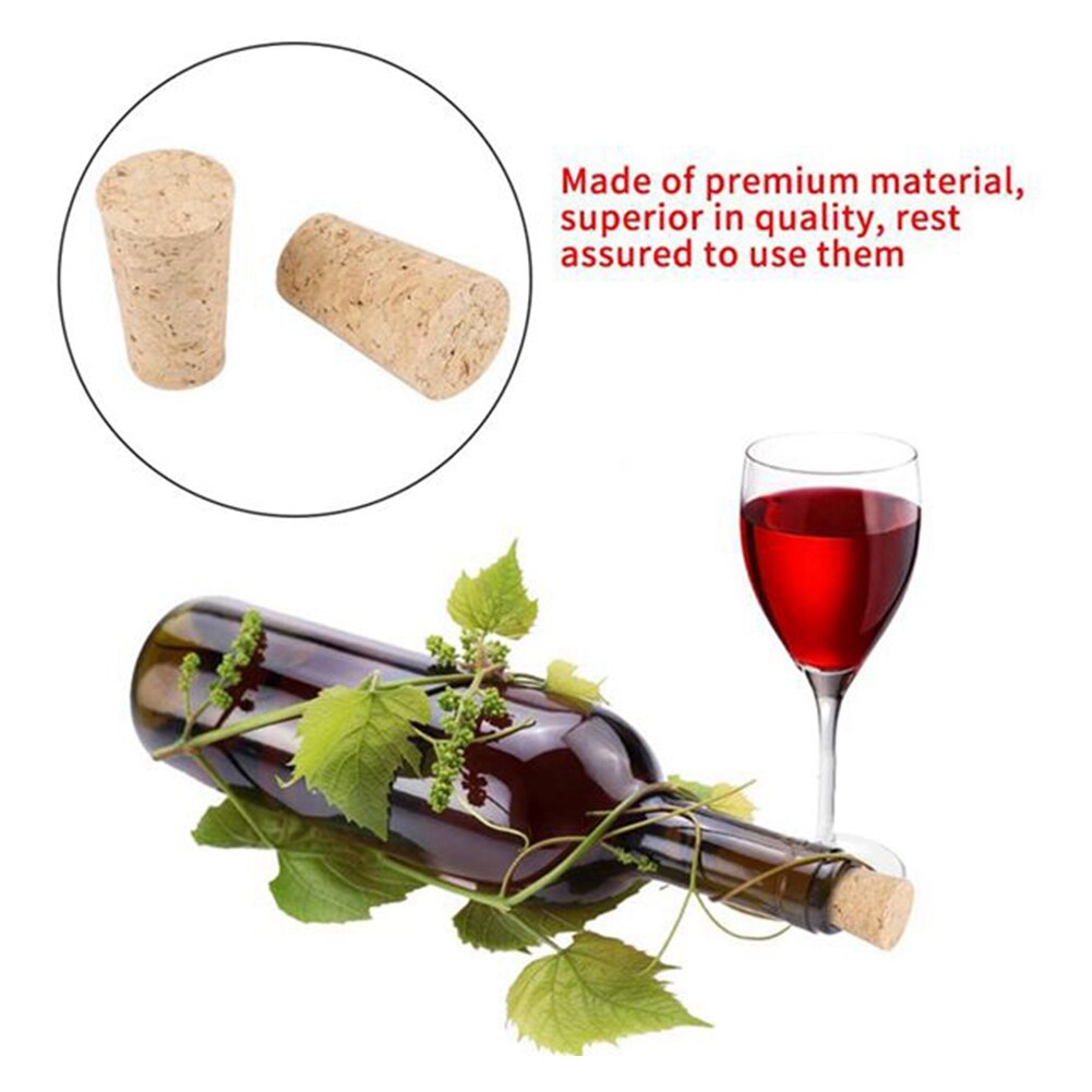 100Pcs Tapered Wijn Kurk Herbruikbare Hout Kurken Creatieve Draagbare Afdichting Wijn Stop Wijnfles Cover Voor Flessen Wijn