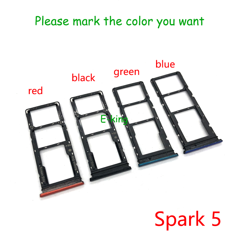 For Tecno Spark 2 4 5 6 7 Air Pro KA7 KC2 KC8 KD7 KD6 KE7 KE6 KF6 KF8 KB7 Sim Card Slot Tray Holder Sim Card Reader Socket