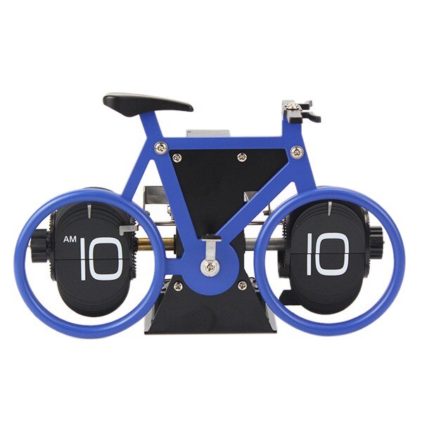 Flip Clock Bicycle Shaped Clock Table Alarm Travel Clock Home Decorative: Blue
