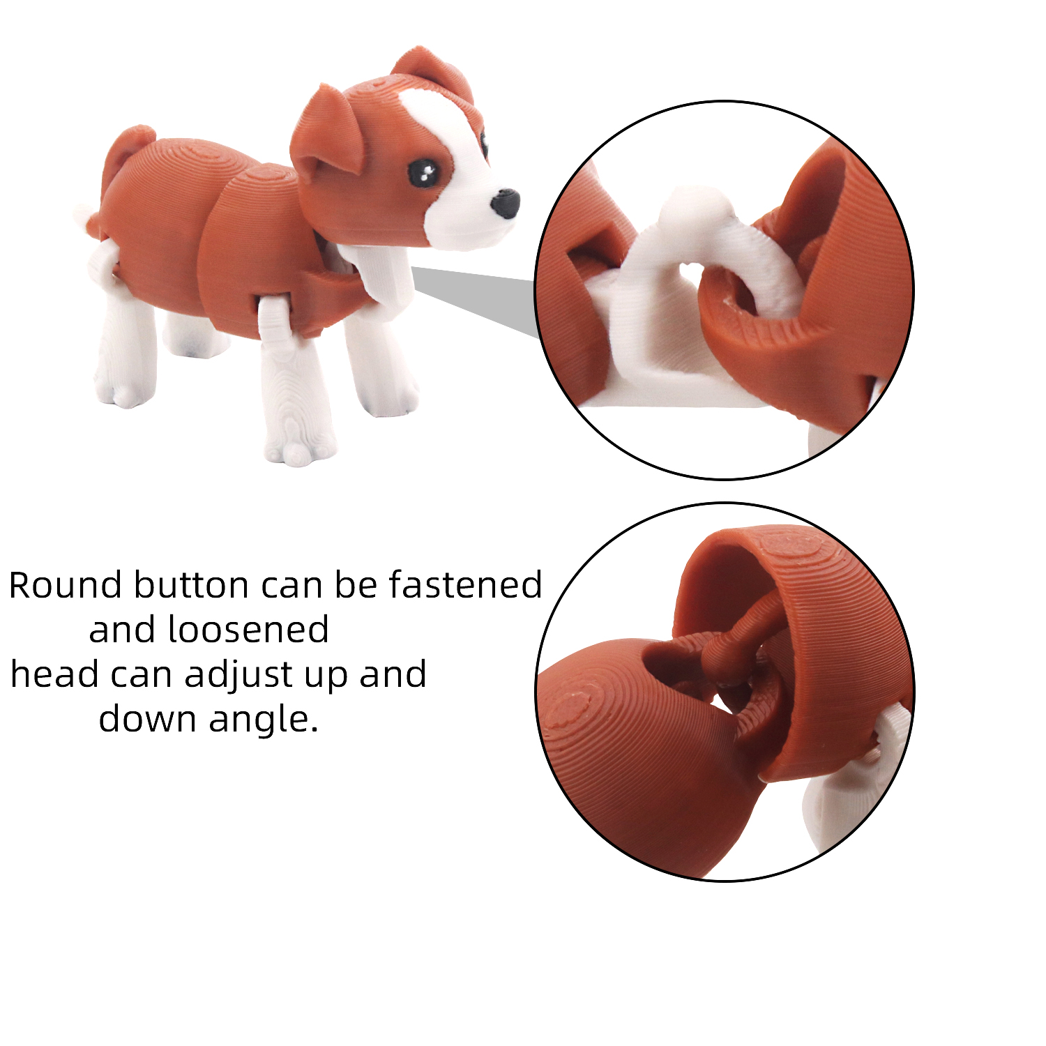 Modelo de perro impreso en 3D, estatua de juguete animal flexible, articulaciones móviles, decoración de oficina en casa