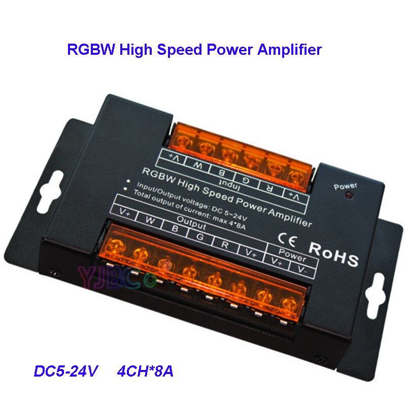 Aluminum RGBW led high speed power amplifier DC5V 12V 24V 8A*4 CH 32A pwm dimming signal RGBW Power Repeater light controller