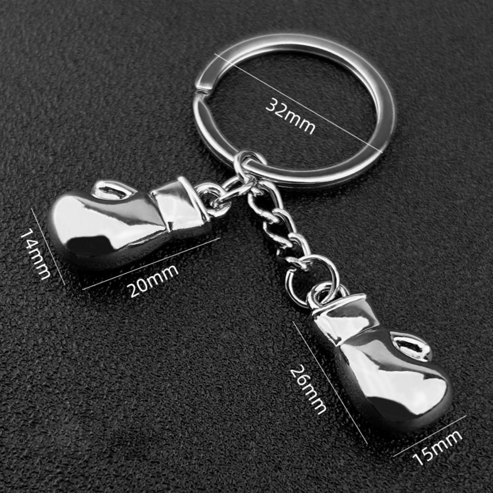Boxing glove fitness keychain baseball barbell dumbbell fitness equipment keychain strength sports alloy baseball keychain: White