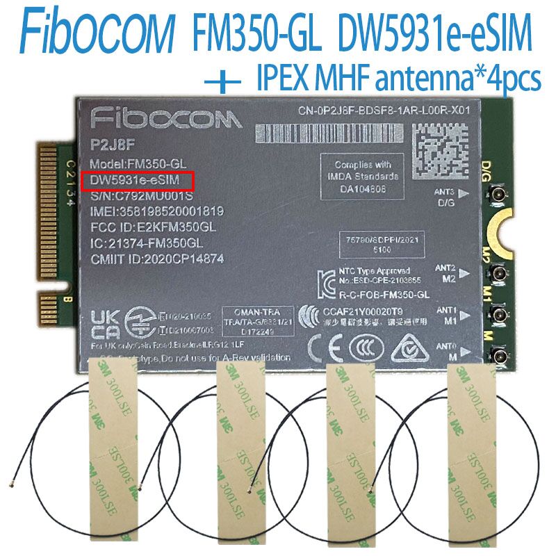 Wdxun FM350-GL Dw5931e 5G M.2 Module Voor Breedtegraad 7440 Breedtegraad 5531 9330 3571 Laptop 5G Oplossing 5000 Fm350 Gl: Blauw