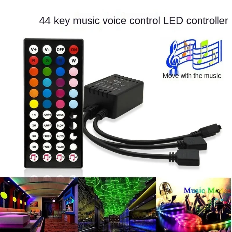 Led Controller 44 Keys LED IR RGB Controller box 1 to 2 Controller IR Remote Dimmer DC12V For RGB 3528 5050 LED Strip Lights