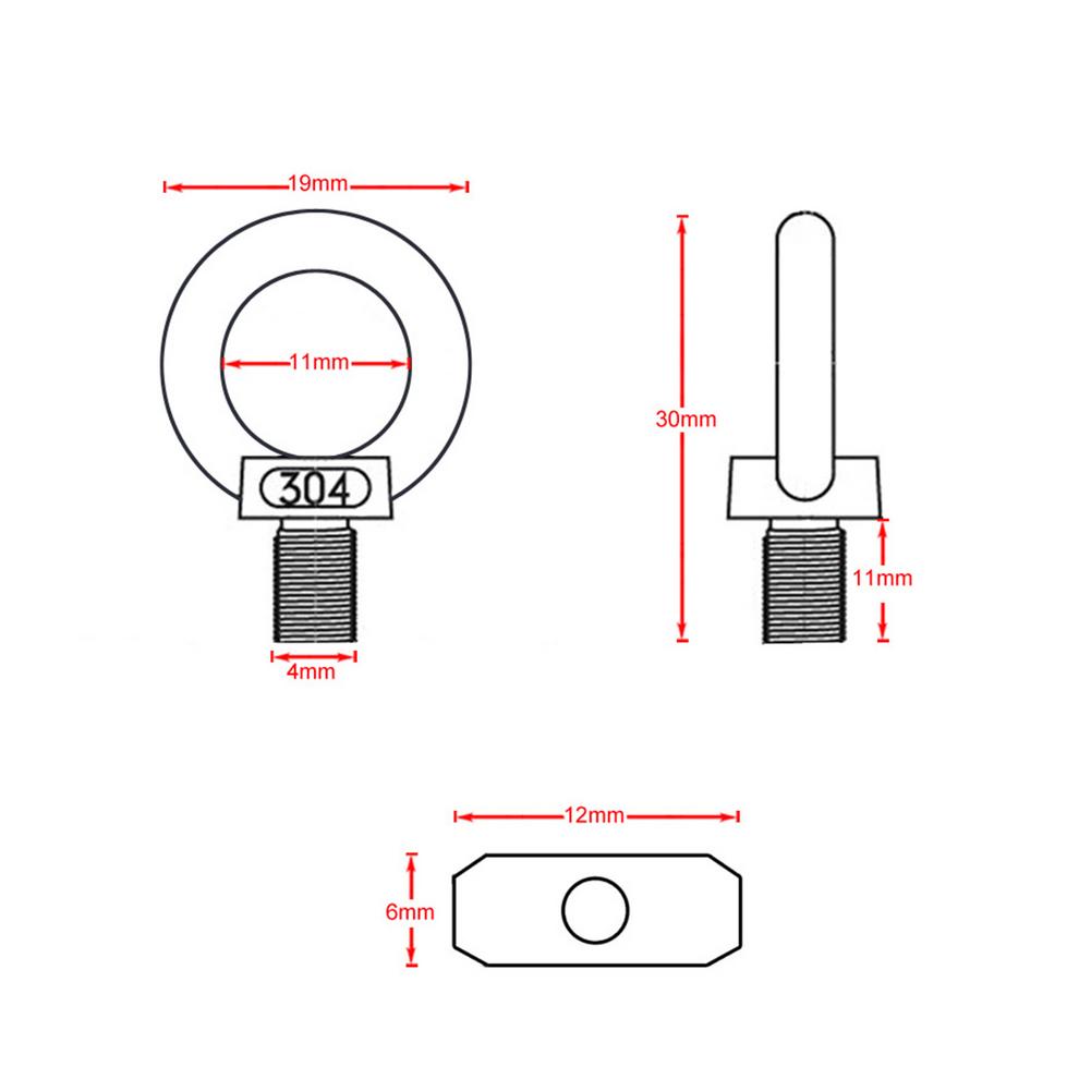 2Pcs Eye Bolt Slide Ring Screws Nuts 304 Stainless Steel Marine Grade Lifting Eye Screws Ring Loop Hole For Cable Rope Eyebolt
