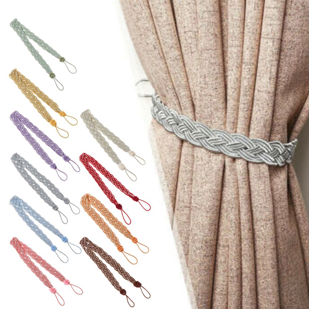 2PCS Braided Satin Rope Curtain Tie Backs Tiebacks Holdbacks Curtain Voile Strap