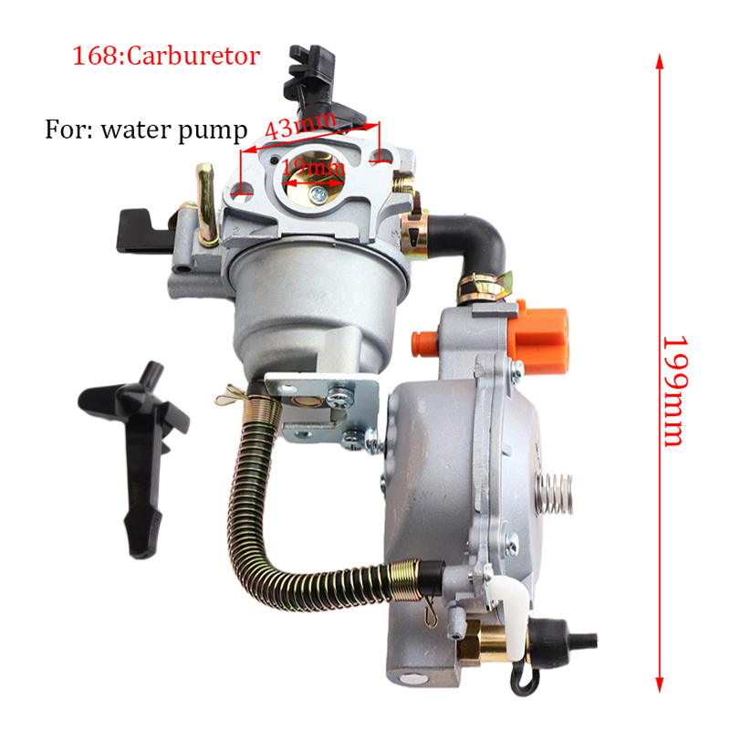 Kit de conversión de carburador 168 de doble combustible LPG NG para generador de gasolina 2KW 3KW 168F 170F GX200: Castaño