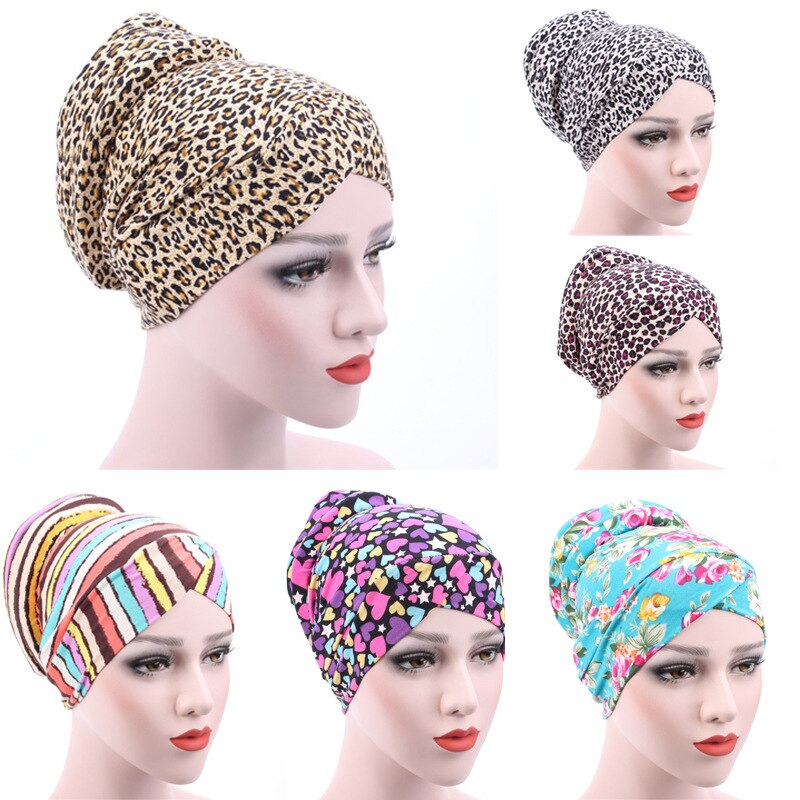 kleine bloemen hoofddoek hoed vrouwelijke luipaard Moslim katoen chemo cap na het haar cap sjaals voor dames moslim sjaals