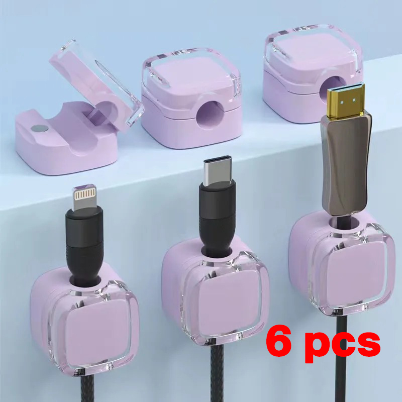 1/3/6PCS Magnetische Kabel Organizer Kabel Clips Einstellbare Kabel Halter Unter Schreibtisch Kabel Management Draht Keeper Organizer Halter: Beige