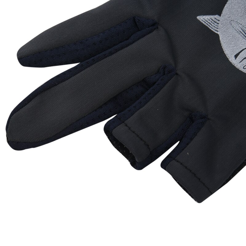 SODIAL(R) 2 uds guantes de pesca antideslizantes de dos dedos de Palma de goma negros
