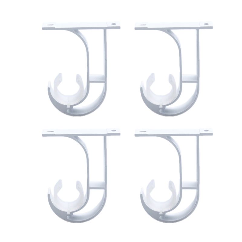 4pcs Iron Curtain Rod Brackets Roof Mounted Window Hardware Holder Home Decor: white