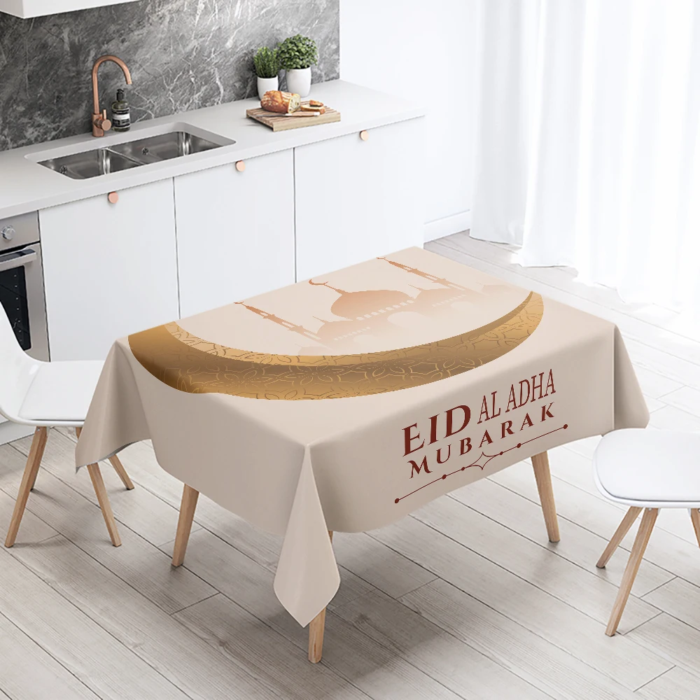 Eid Haupt dekoration Tischdecke Ramadan arabische Kalligraphie muslimische dekorative Tischdecke wasserdicht und schmutz abweisend: Licht Grün / 132*132cm