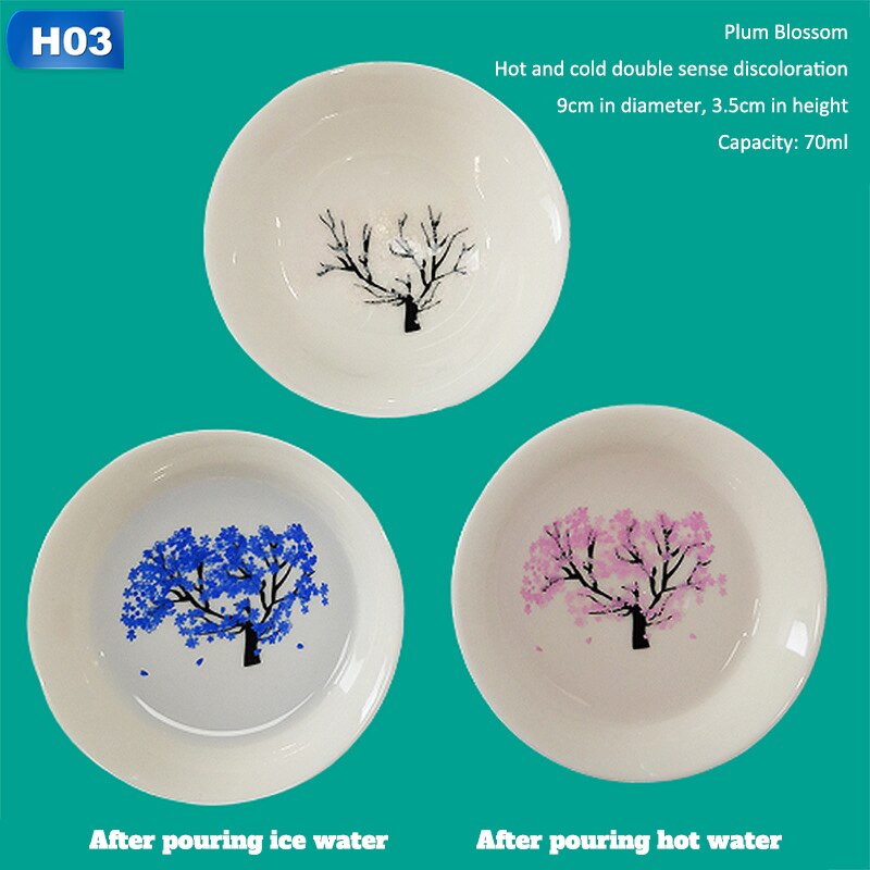 Taza japonesa Coreana de temperatura fría y , taza de Sake con cambio mágico de Color, taza de té de cerámica, tazón de té: 03