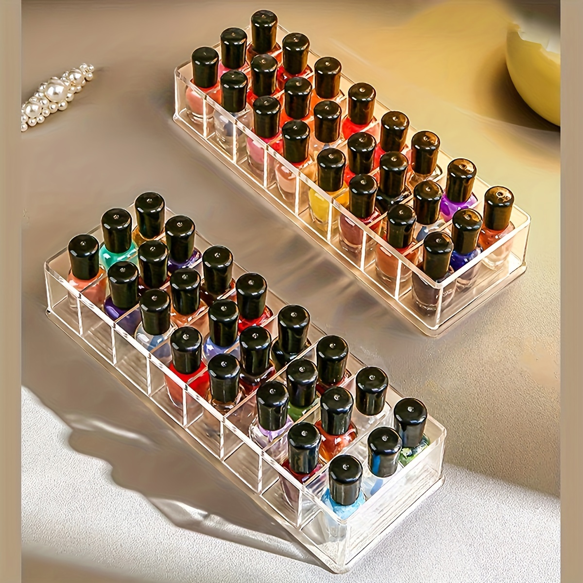 Acryl Nagellak Organizer, Helder Display Rack, Cosmetisch Opbergrek, Nagelstudio Rekwisieten, Duurzaam En Schoon Te Maken: WIT