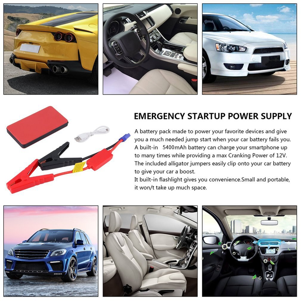 12v 5400 mah startladdare mini portabel multifunktionell bilstarter power booster batteriladdare nödstartsladdare