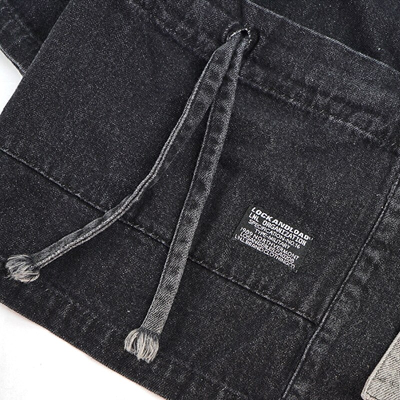 Gray &amp; Black Gradient Color Men Denim Kimono Jacket Japan Style Streetwear Retro Mens Three Quarter Sleeves Kimono Coat