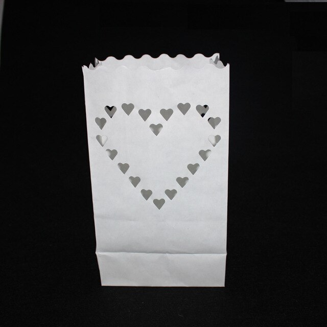 10 teile/los 10 "25 cm Weiß Papier Laterne Kerze Tasche LED-Licht Lampion Herz DIY aufbringen Für Geburtstag Party hochzeit Veranstaltung Dekor: A
