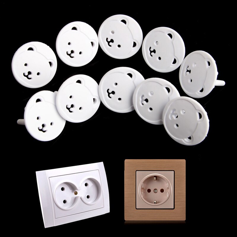 10pcs orso presa di corrente ue presa elettrica bambino bambini protezione di sicurezza per bambini protezione Anti Shock elettrico spine copertura protettiva