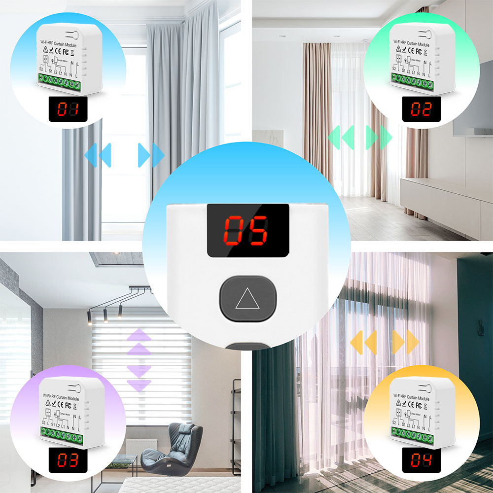 WiFi Tuya Smart Life 433Mhz Przełącznik kurtyny z 5 kanałami RF Pilot do elektrycznej rolety Google Home Alexa